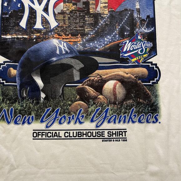 Vintage New York Yankees Shirt Mens Large Twin Towers World Series Starter 90s - Picture 5 of 9